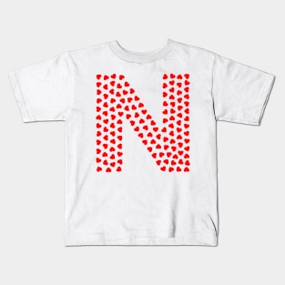 Letter N Heart Shape Initial Kids T-Shirt